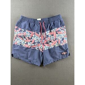 Vineyard Vines Men's Medium Swim Trunks Surfboard Floral Pattern Blue Beach Pool